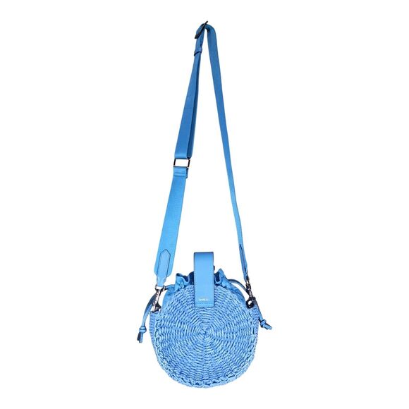 Botkier Crossboby Shoulder Bag Drawstring Round Paper Leather Blue Small - Picture 3 of 13